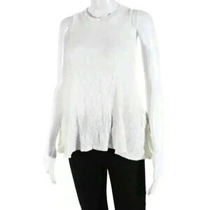 Eri + Ali Womens Lace Accent Tank Top Blouse Shirt White Size Medium